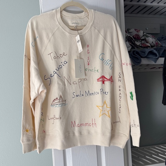 THE GREAT. Tops - NWT Anthropologie The Great Slouch sweatshirt Golden State embroidery size Large